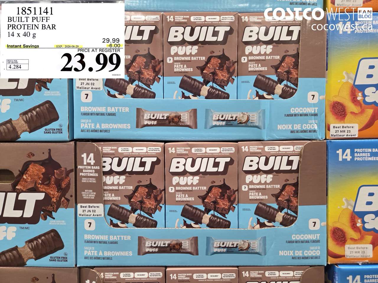1851141 BUILT PUFF PROTEIN BAR 14 X 40 G ($6.00 INSTANT SAVINGS EXPIRES ON 2026-06-29) $23.99