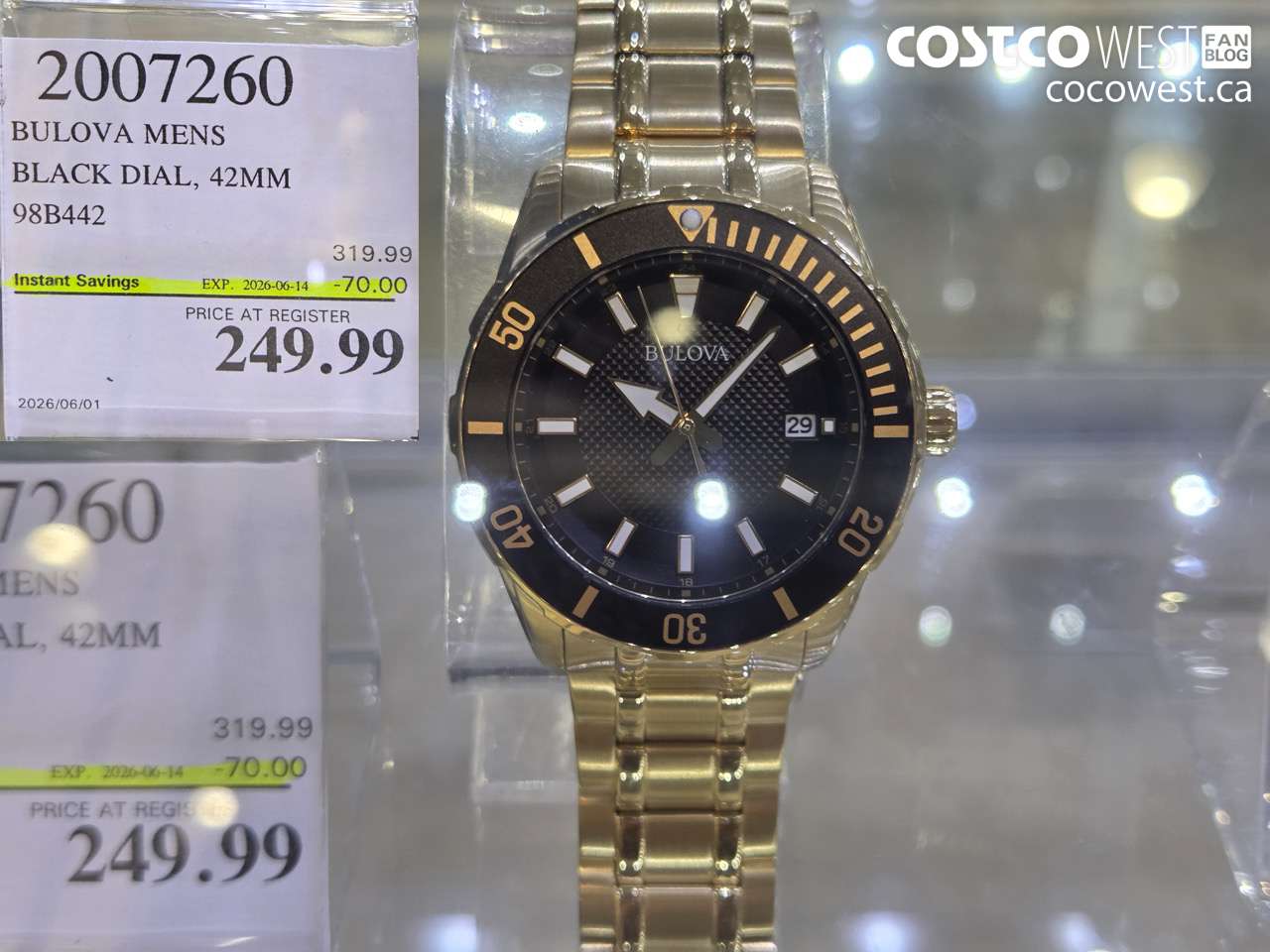 2007260 BULOVA MENS BLACK DIAL, 42MM ($70.00 INSTANT SAVINGS EXPIRES ON 2026-06-14) $249.99