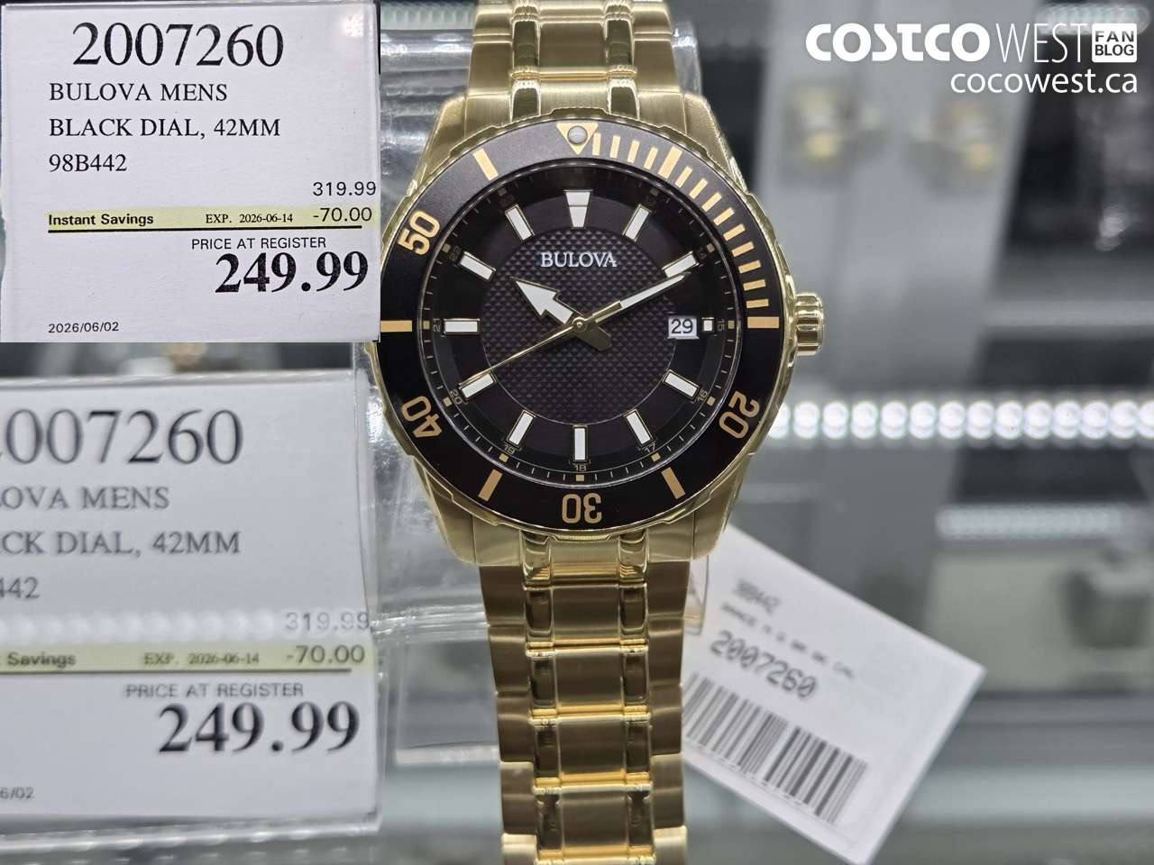 2007260 BULOVA MENS BLACK DIAL, 42MM ($70.00 INSTANT SAVINGS EXPIRES ON 2026-06-14) $249.99