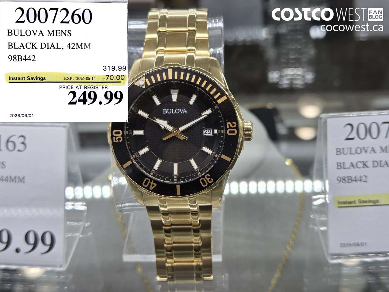 2007260 BULOVA MENS BLACK DIAL, 42MM 98B442 ($70.00 INSTANT SAVINGS EXPIRES ON 2026-06-14) $249.99