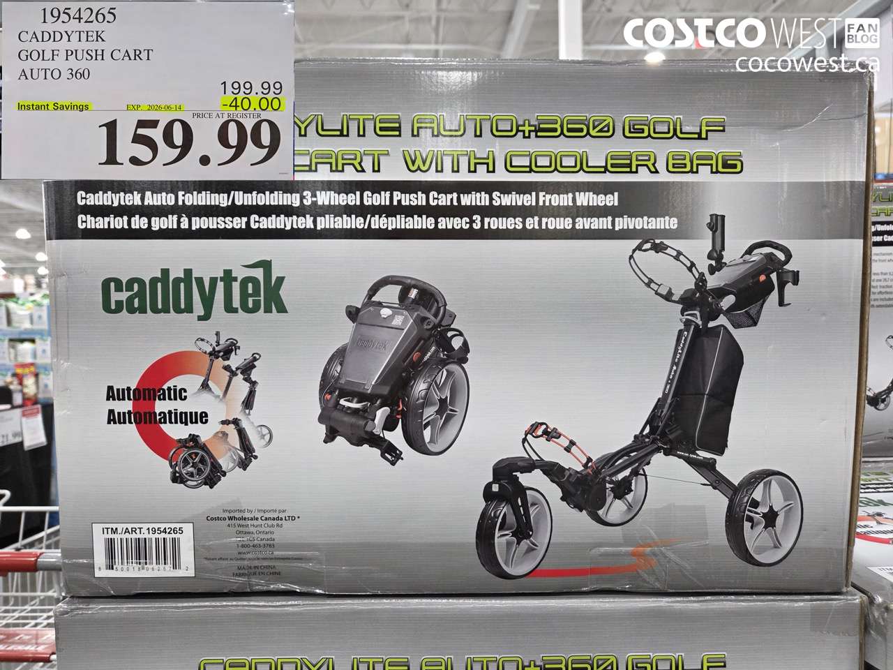 1954265 CADDYTEK GOLF PUSH CART AUTO 360 ($40.00 INSTANT SAVINGS EXPIRES ON 2026-06-14) $159.99