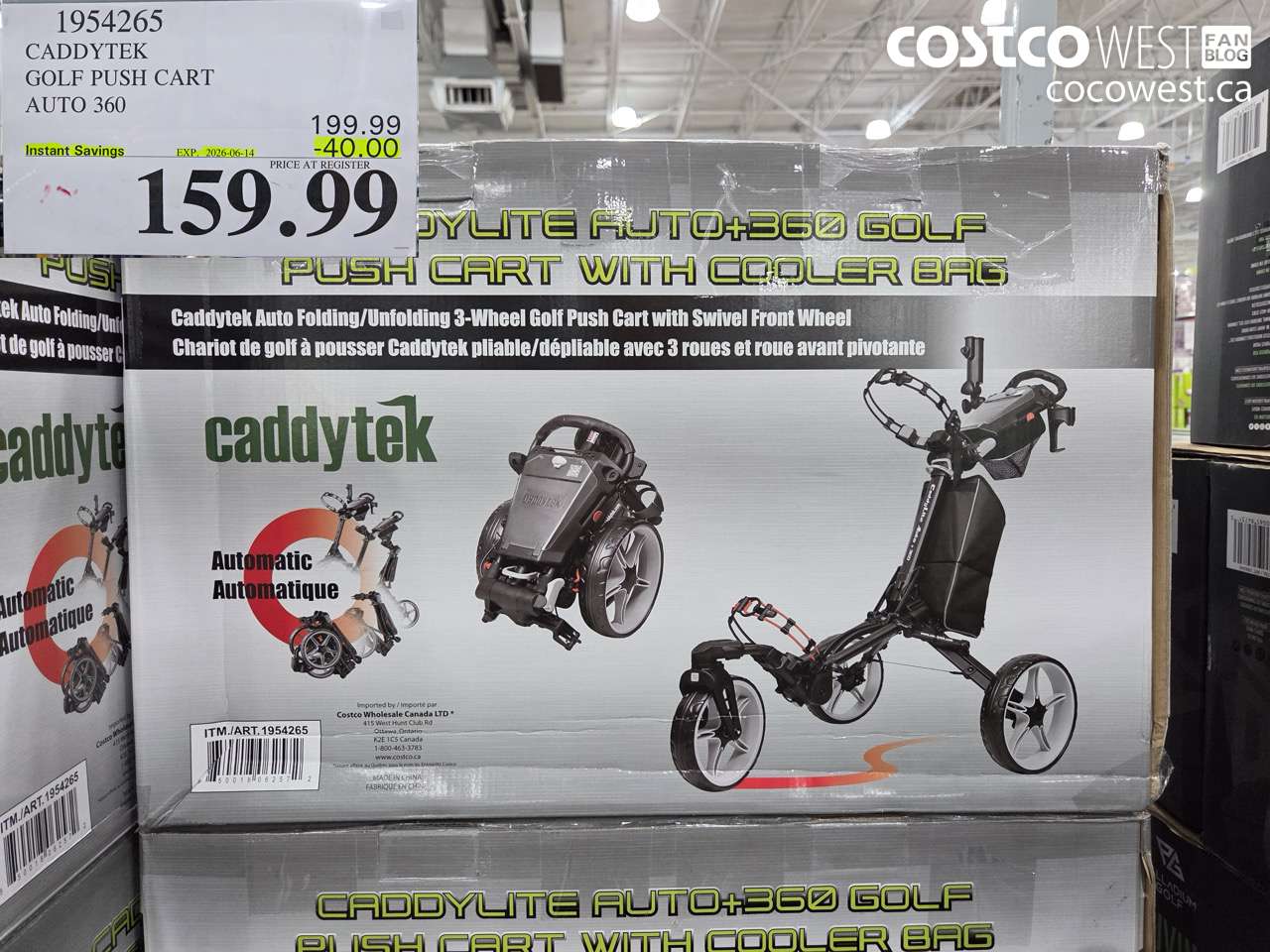 1954265 CADDYTEK GOLF PUSH CART AUTO 360 ($40.00 INSTANT SAVINGS EXPIRES ON 2026-06-14) $159.99