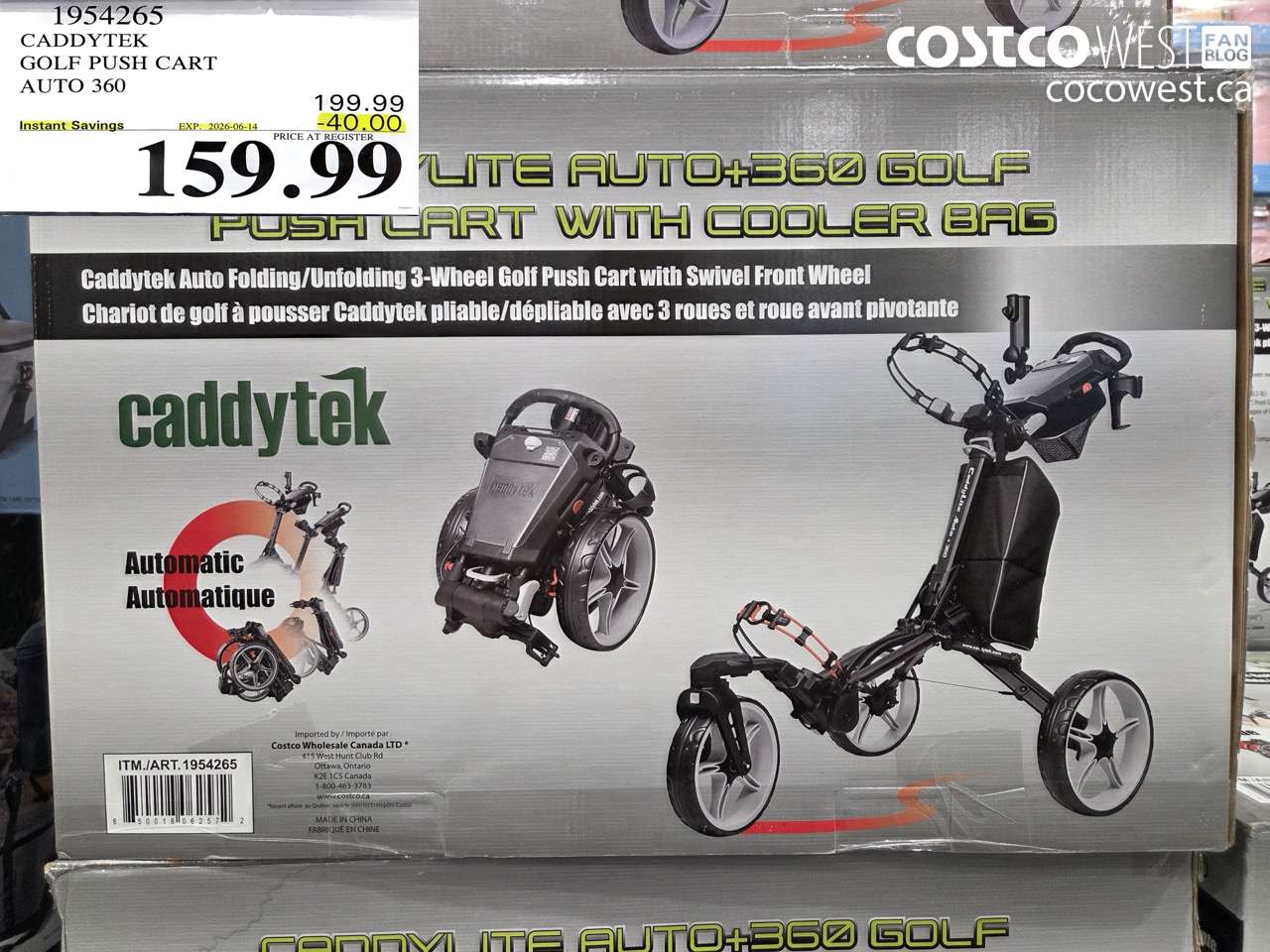 1954265 CADDYTEK GOLF PUSH CART AUTO 360 ($40.00 INSTANT SAVINGS EXPIRES ON 2026-06-14) $159.99