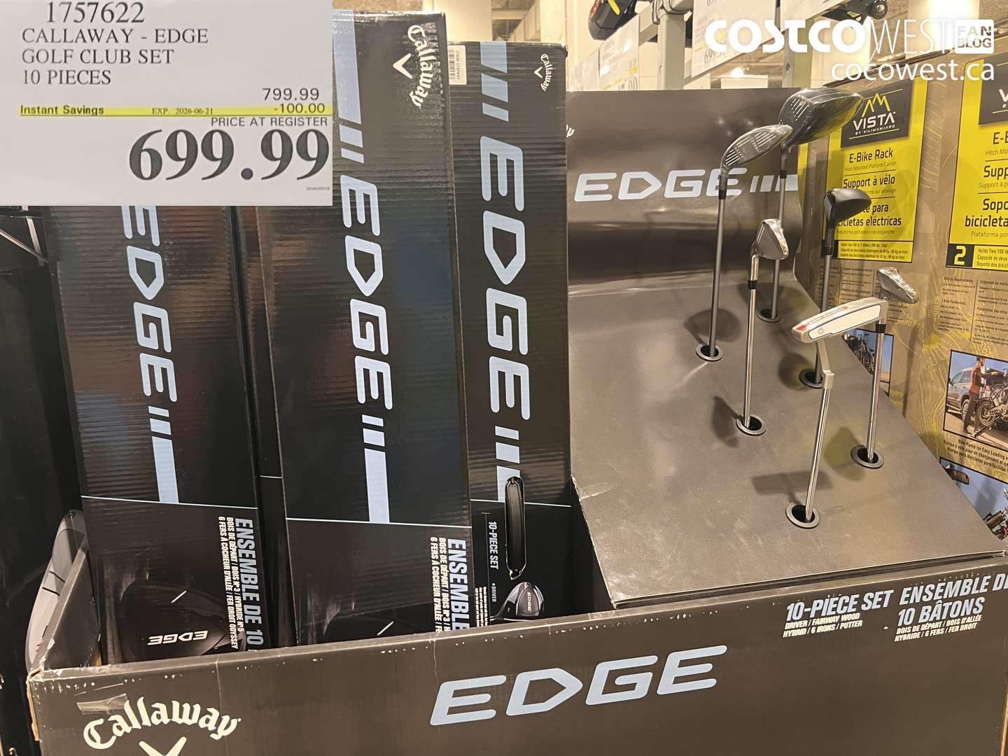 1757622 CALLAWAY - EDGE GOLF CLUB SET 10 PIECES ($100.00 INSTANT SAVINGS EXPIRES ON 2026-06-21) $699.99