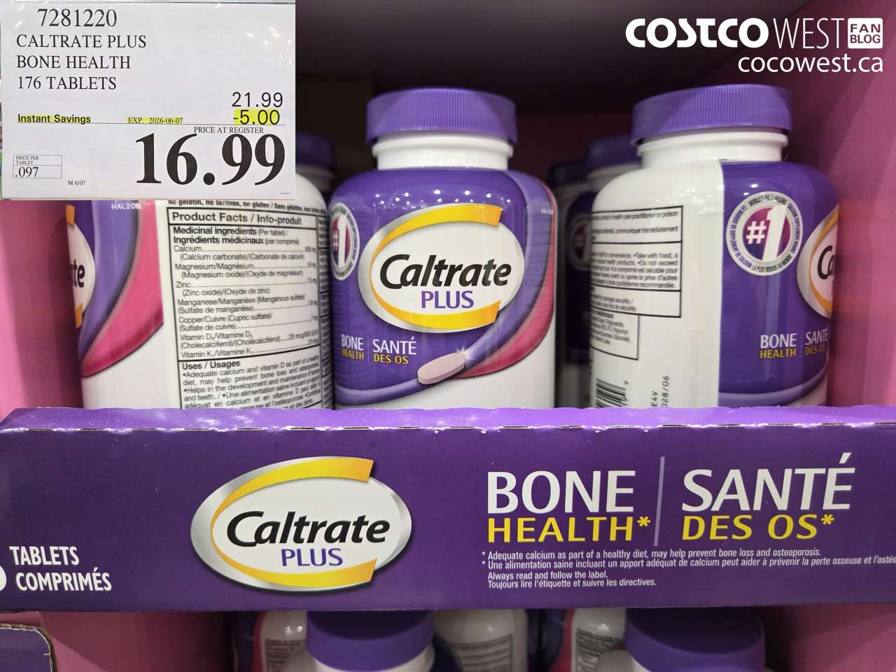 7281220 CALTRATE PLUS BONE HEALTH 176 TABLETS ($5.00 INSTANT SAVINGS EXPIRES ON 2026-06-07) $16.99