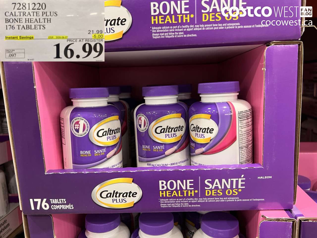 7281220 CALTRATE PLUS BONE HEALTH 176 TABLETS ($5.00 INSTANT SAVINGS EXPIRES ON 2026-06-07) $16.99