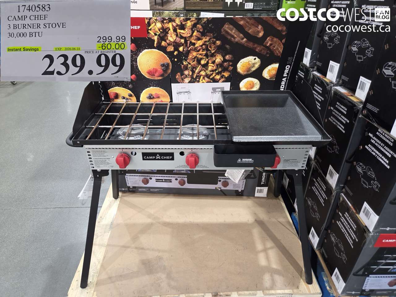 1740583 CAMP CHEF 3 BURNER STOVE 30,000 BTU ($60.00 INSTANT SAVINGS EXPIRES ON 2026-06-14) $239.99