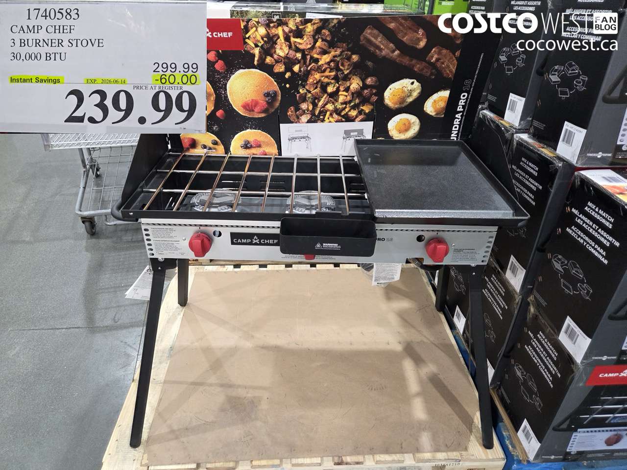 1740583 CAMP CHEF 3 BURNER STOVE 30,000 BTU ($60.00 INSTANT SAVINGS EXPIRES ON 2026-06-14) $239.99