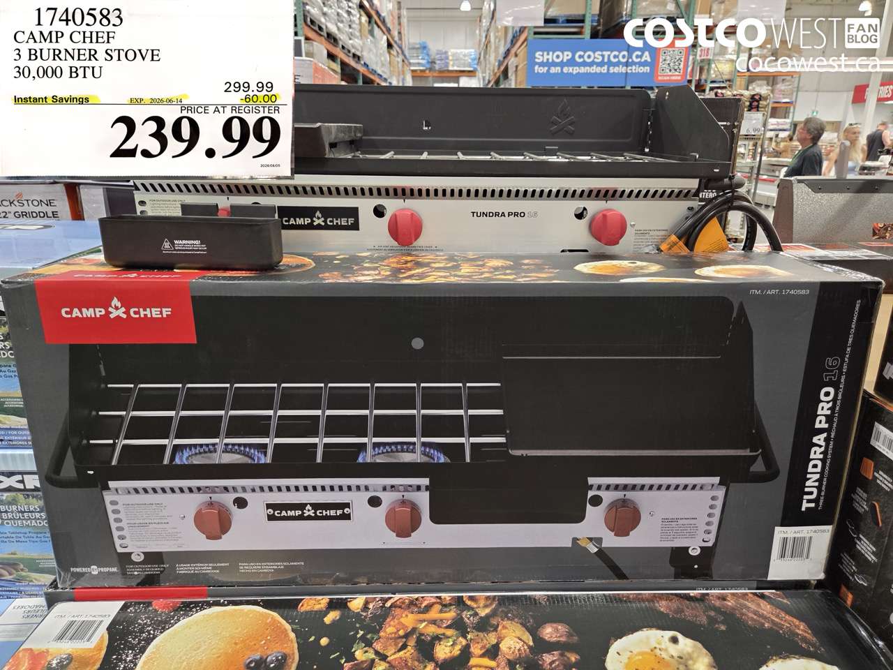 1740583 CAMP CHEF 3 BURNER STOVE 30,000 BTU ($60.00 INSTANT SAVINGS EXPIRES ON 2026-06-14) $239.99
