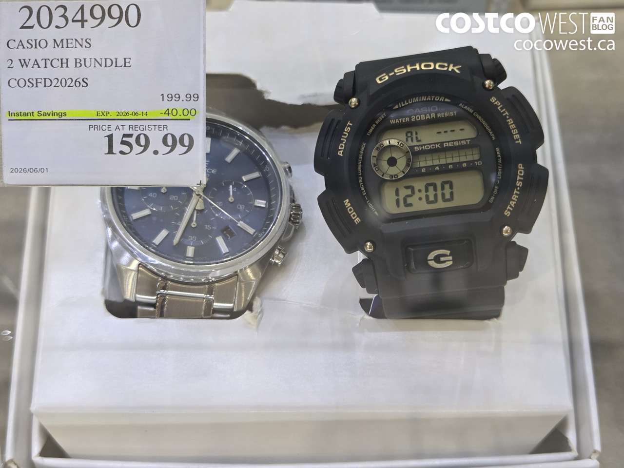 2034990 CASIO MENS 2 WATCH BUNDLE COSFD2026S ($40.00 INSTANT SAVINGS EXPIRES ON 2026-06-14) $159.99