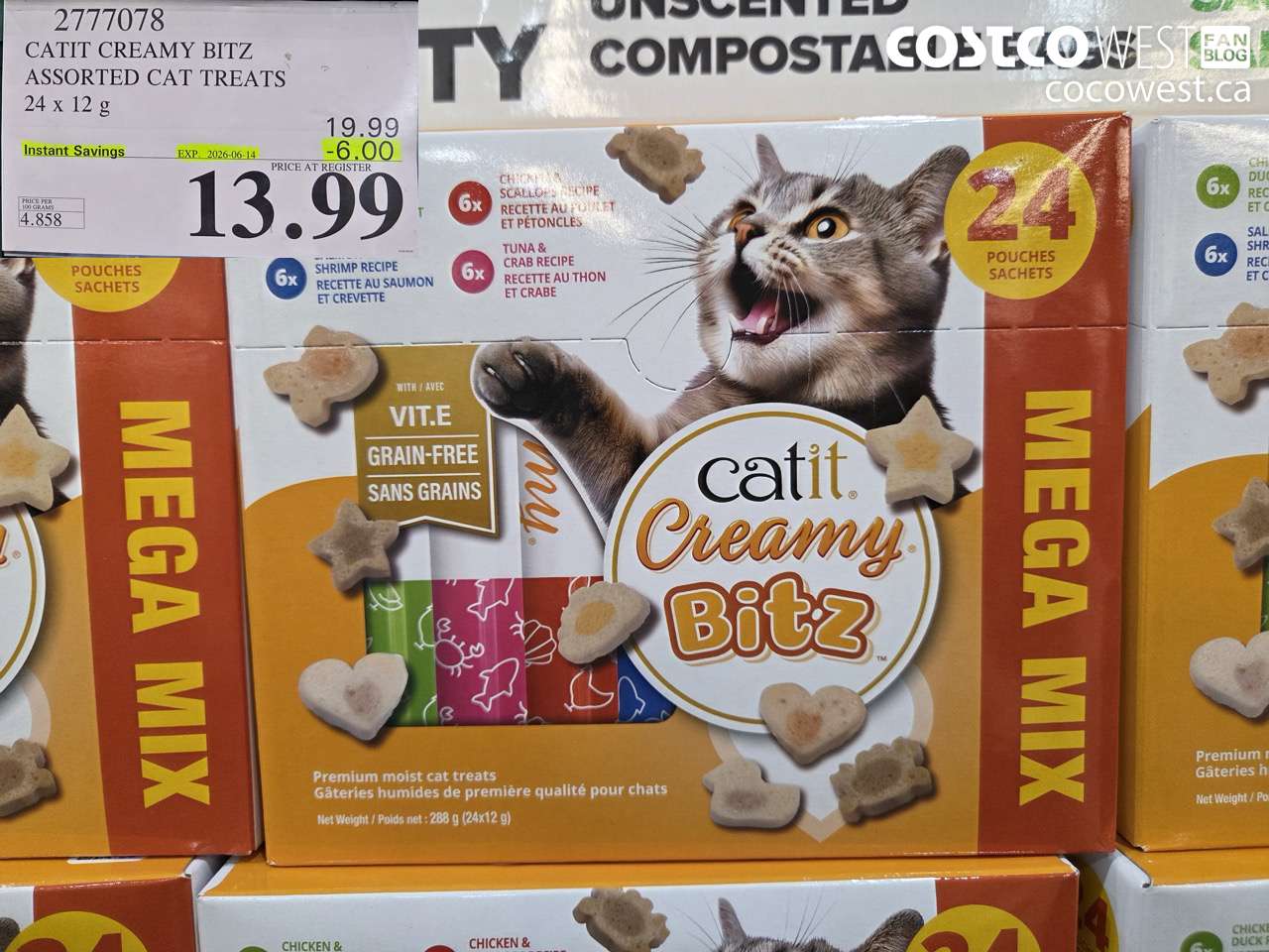 2777078 CATIT CREAMY BITZ ASSORTED CAT TREATS 24 X 12 G ($6.00 INSTANT SAVINGS EXPIRES ON 2026-06-14) $13.99