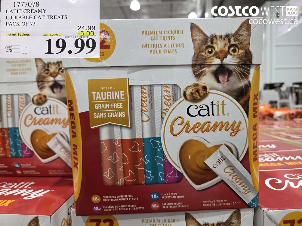 1777078 CATIT CREAMY LICKABLE CAT TREATS PACK OF 72 ($5.00 INSTANT SAVINGS EXPIRES ON 2026-06-07) $19.99