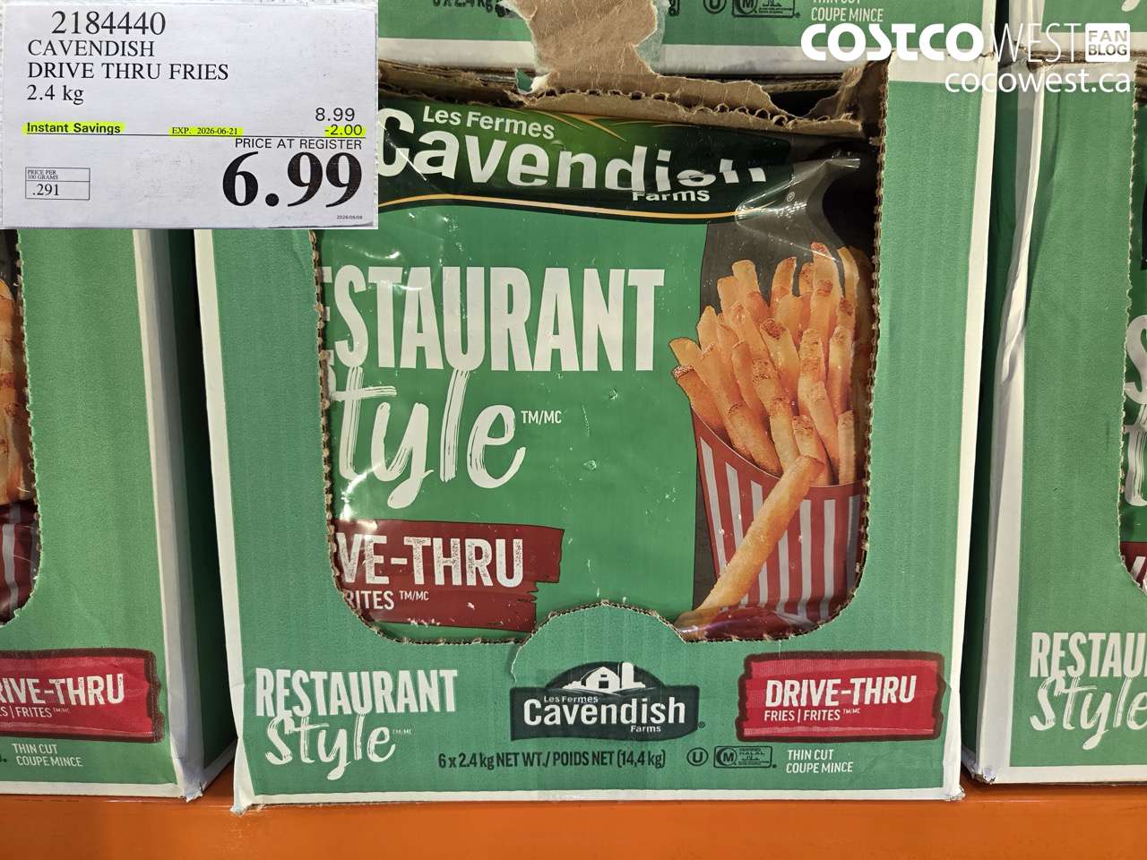 2184440 CAVENDISH DRIVE THRU FRIES 2.4 KG ($2.00 INSTANT SAVINGS EXPIRES ON 2026-06-21) $6.99