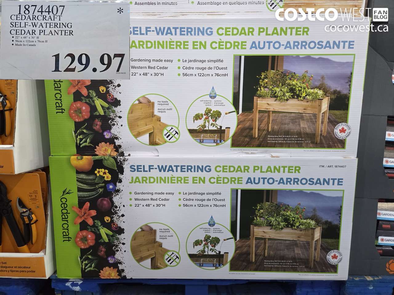 1874407 CEDARCRAFT SELF-WATERING CEDAR PLANTER $129.97