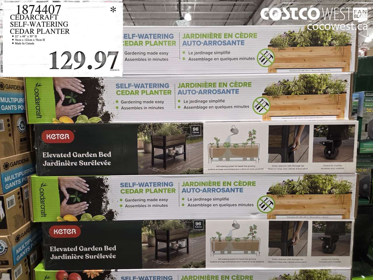 1874407 CEDARCRAFT SELF-WATERING CEDAR PLANTER $129.97