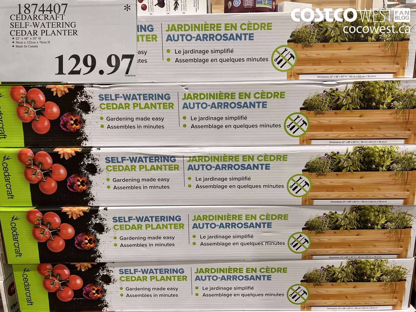 1874407 CEDARCRAFT SELF-WATERING CEDAR PLANTER $129.97