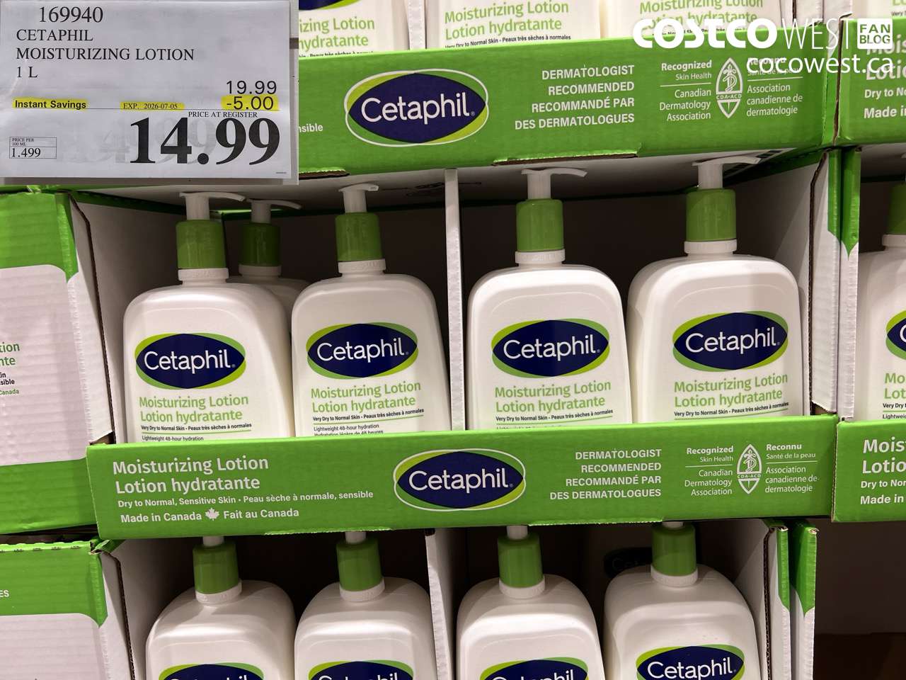 169940 CETAPHIL MOISTURIZING LOTION 1 L ($5.00 INSTANT SAVINGS EXPIRES ON 2026-07-05) $14.99