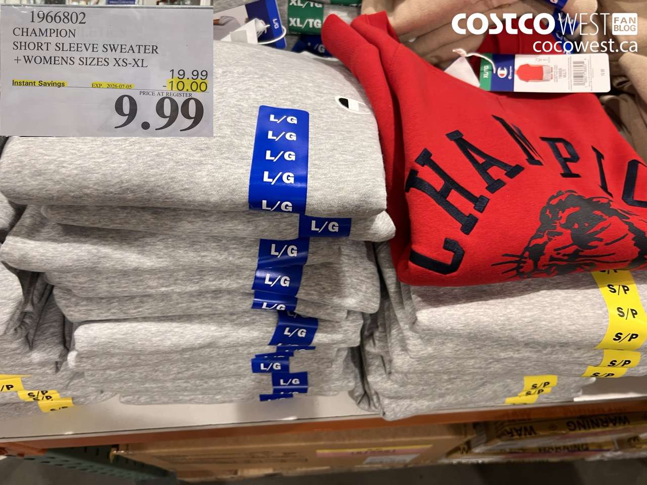 1966802 CHAMPION SHORT SLEEVE SWEATER + WOMENS SIZES XS-XL ($10.00 INSTANT SAVINGS EXPIRES ON 2026-07-05) $9.99