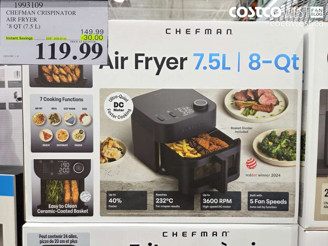 1993109 CHEFMAN CRISPINATOR AIR FRYER 8 QT (7.5 L) ($30.00 INSTANT SAVINGS EXPIRES ON 2026-07-05) $119.99