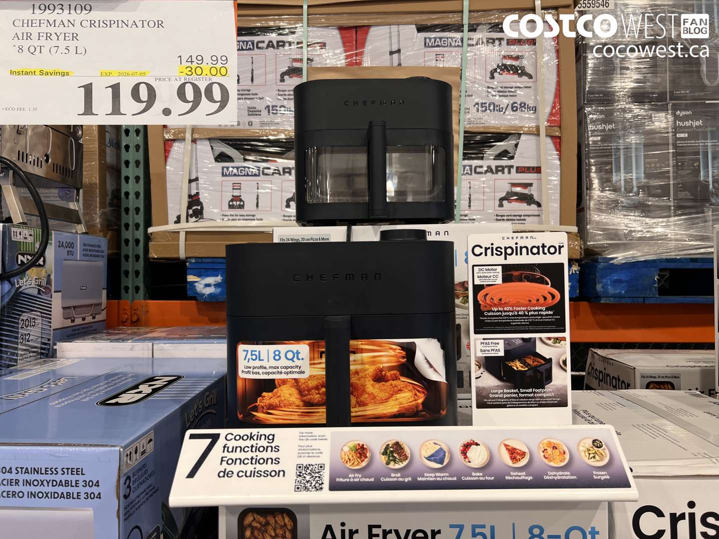 1993109 CHEFMAN CRISPINATOR AIR FRYER 8 QT (7.5 L) ($30.00 INSTANT SAVINGS EXPIRES ON 2026-07-05) $119.99