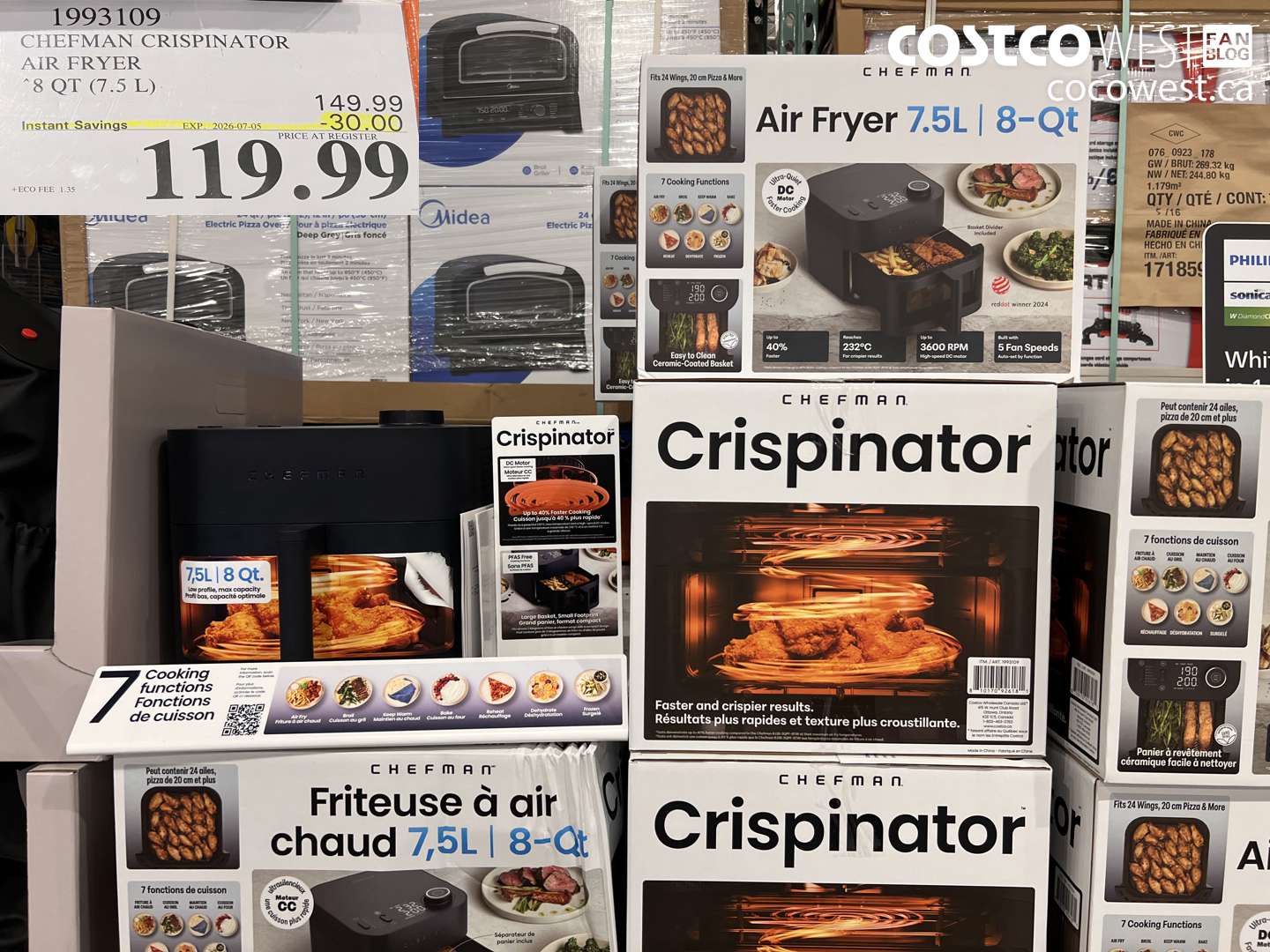 1993109 CHEFMAN CRISPINATOR AIR FRYER 8 QT (7.5 L) ($30.00 INSTANT SAVINGS EXPIRES ON 2026-07-05) $119.99
