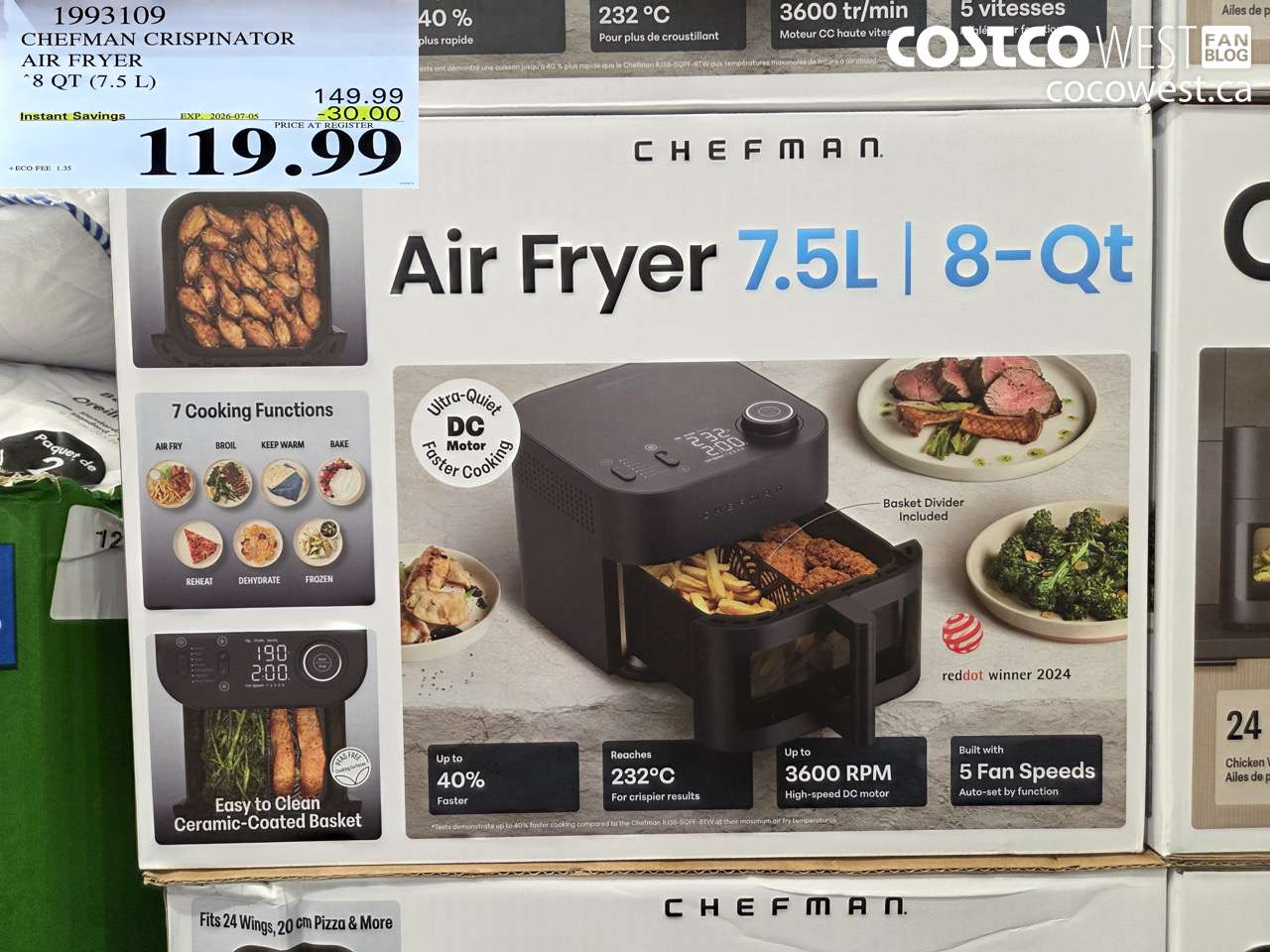 1993109 CHEFMAN CRISPINATOR AIR FRYER 8 QT (7.5 L) ($30.00 INSTANT SAVINGS EXPIRES ON 2026-07-05) $119.99