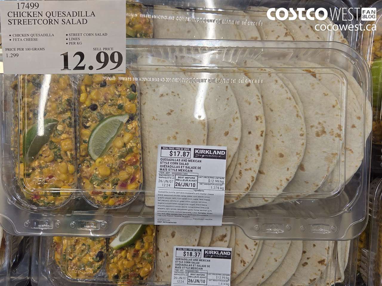 17499 CHICKEN QUESADILLA STREETCORN SALAD $12.99