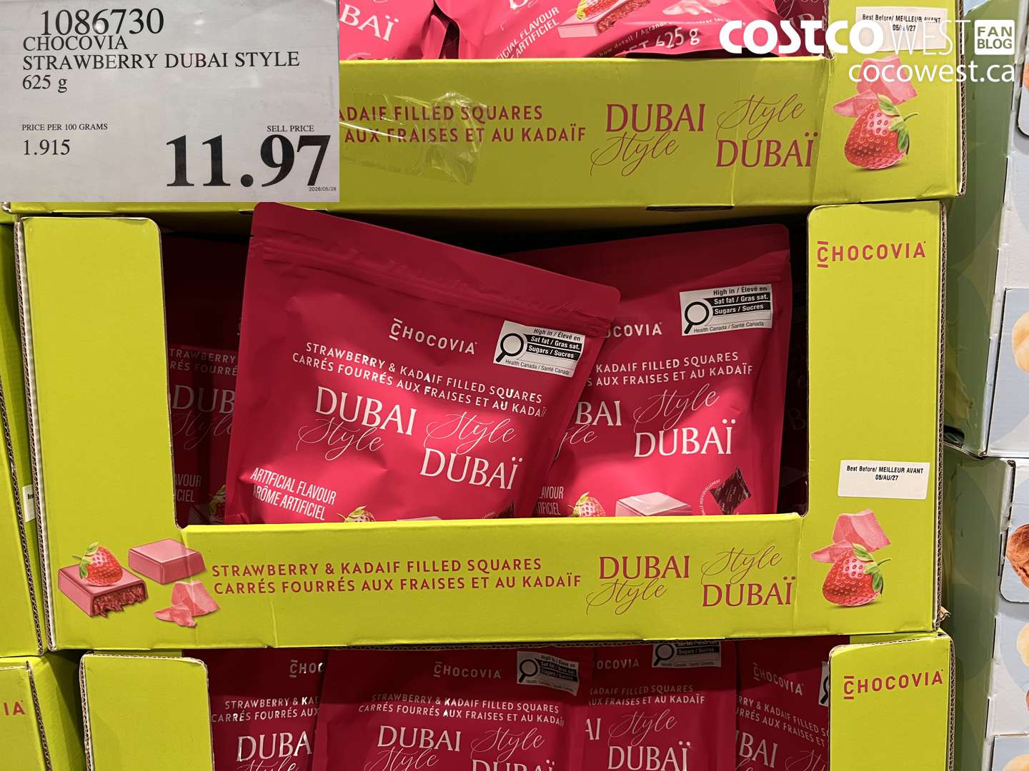 1086730 CHOCOVIA STRAWBERRY DUBAI STYLE 625 G $11.97