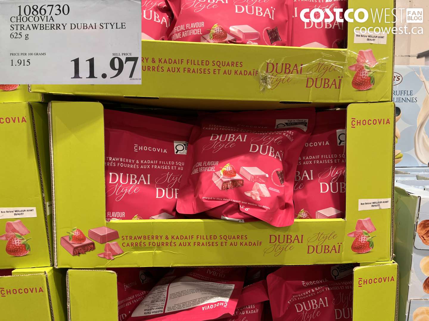 1086730 CHOCOVIA STRAWBERRY DUBAI STYLE 625 G $11.97