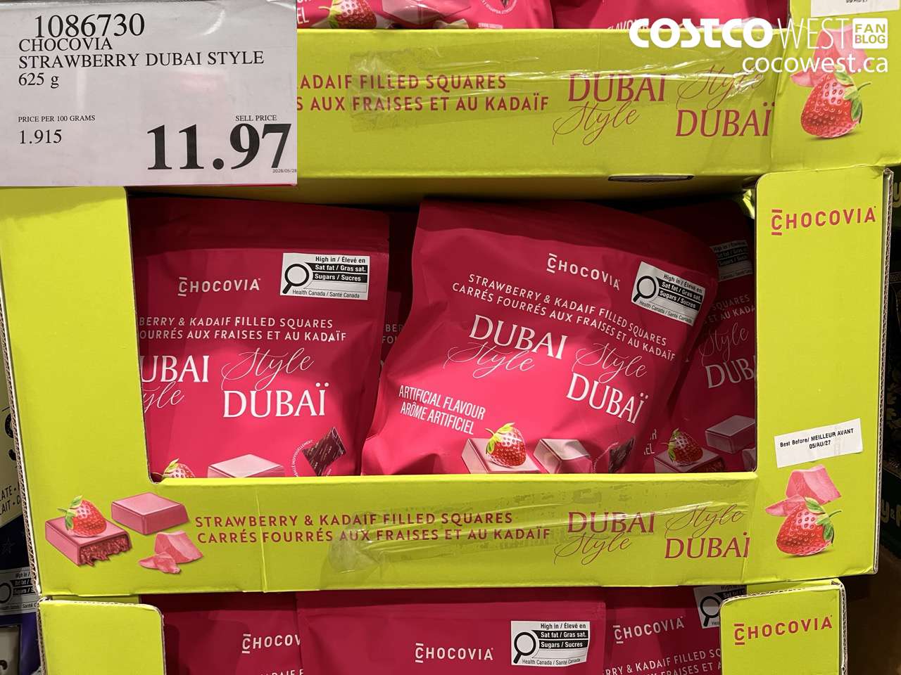 1086730 CHOCOVIA STRAWBERRY DUBAI STYLE 625 G $11.97