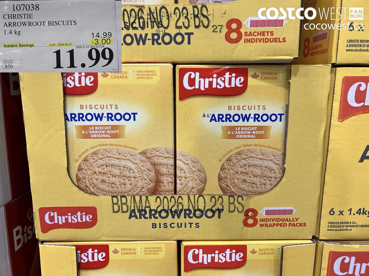 107038 CHRISTIE ARROWROOT BISCUITS 1.4 KG ($3.00 INSTANT SAVINGS EXPIRES ON 2026-06-07) $11.99