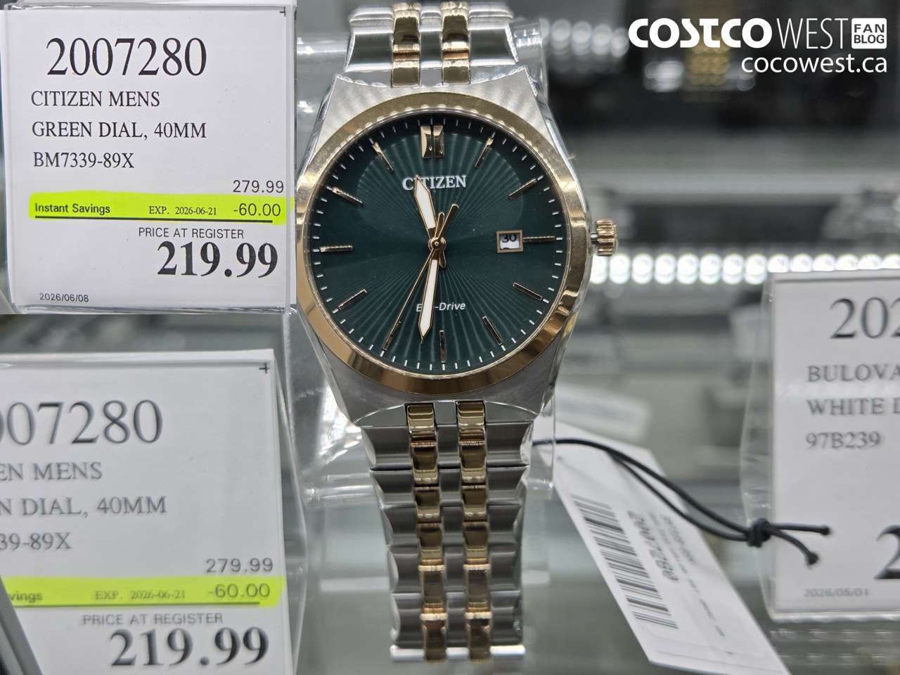 2007280 CITIZEN MENS GREEN DIAL, 40MM BM7339-89X ($60.00 INSTANT SAVINGS EXPIRES ON 2026-06-21) $219.99