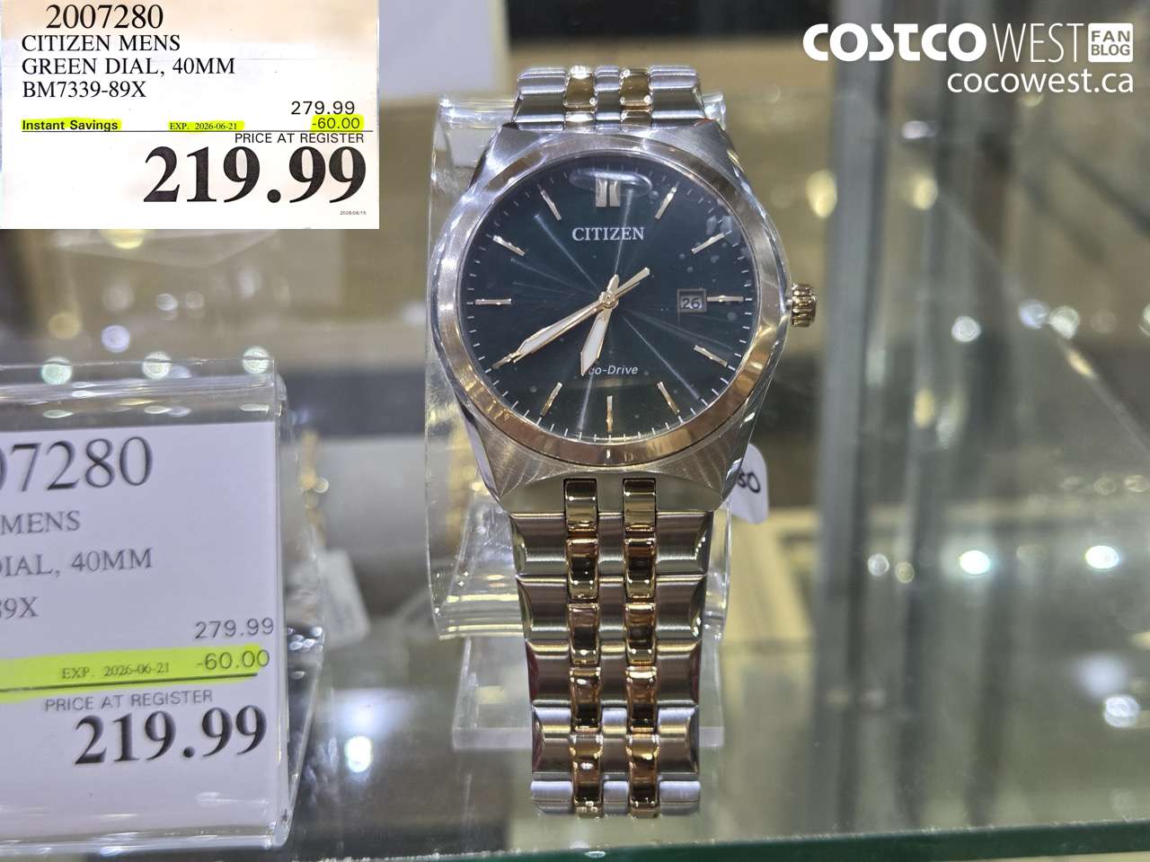 2007280 CITIZEN MENS GREEN DIAL, 40MM BM7339-89X ($60.00 INSTANT SAVINGS EXPIRES ON 2026-06-21) $219.99