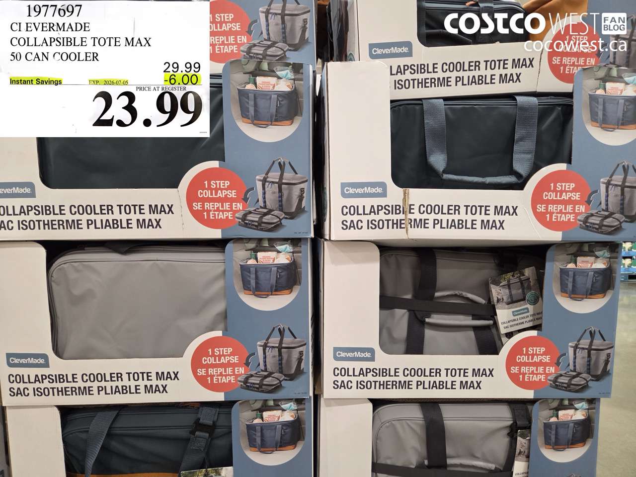 1977697 CLEVERMADE COLLAPSIBLE TOTE MAX 50 CAN COOLER ($6.00 INSTANT SAVINGS EXPIRES ON 2026-07-05) $23.99