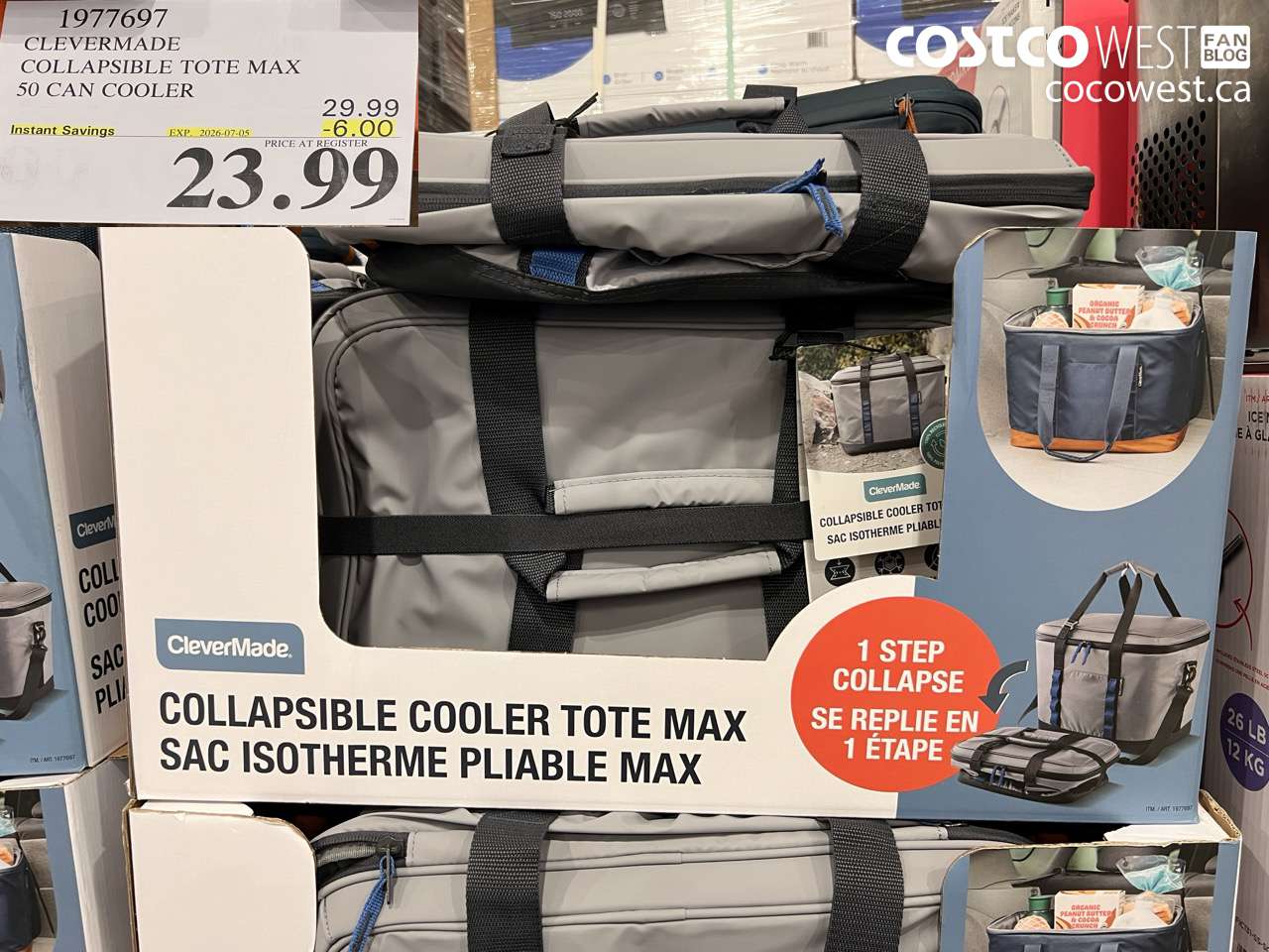 1977697 CLEVERMADE COLLAPSIBLE TOTE MAX 50 CAN COOLER ($6.00 INSTANT SAVINGS EXPIRES ON 2026-07-05) $23.99