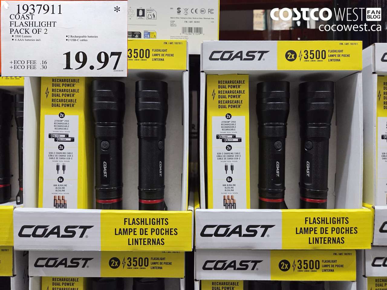 1937911 COAST FLASHLIGHT PACK OF 2 $19.97
