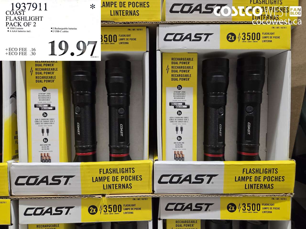 1937911 COAST FLASHLIGHT PACK OF 2 $19.97