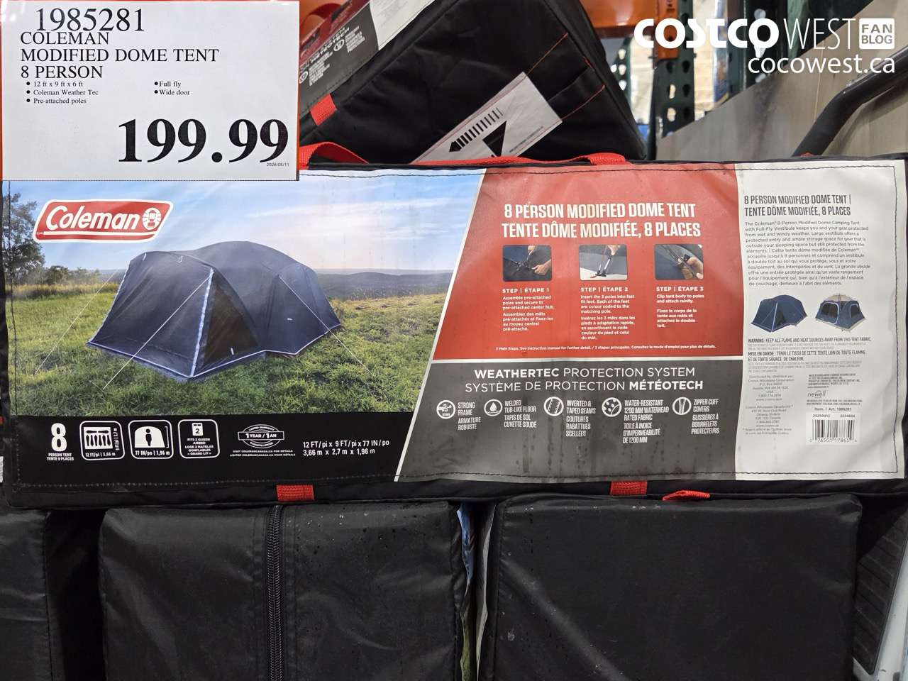 1985281 COLEMAN MODIFIED DOME TENT 8 PERSON $199.99