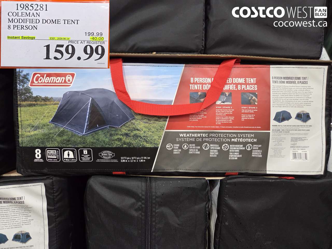 1985281 COLEMAN MODIFIED DOME TENT 8 PERSON ($40.00 INSTANT SAVINGS EXPIRES ON 2026-06-14) $159.99