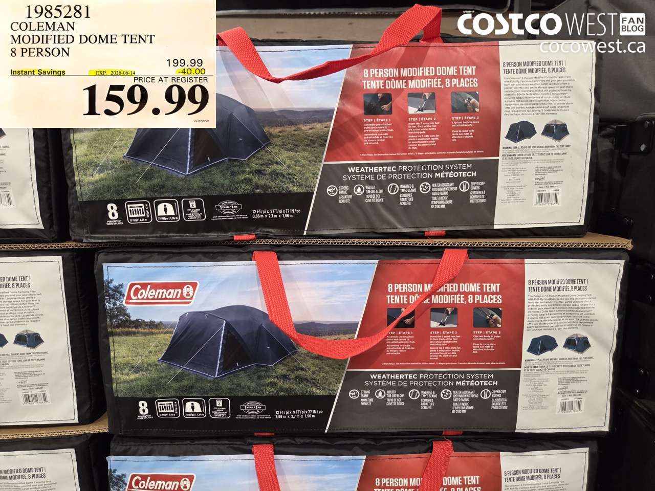 1985281 COLEMAN MODIFIED DOME TENT 8 PERSON ($40.00 INSTANT SAVINGS EXPIRES ON 2026-06-14) $159.99