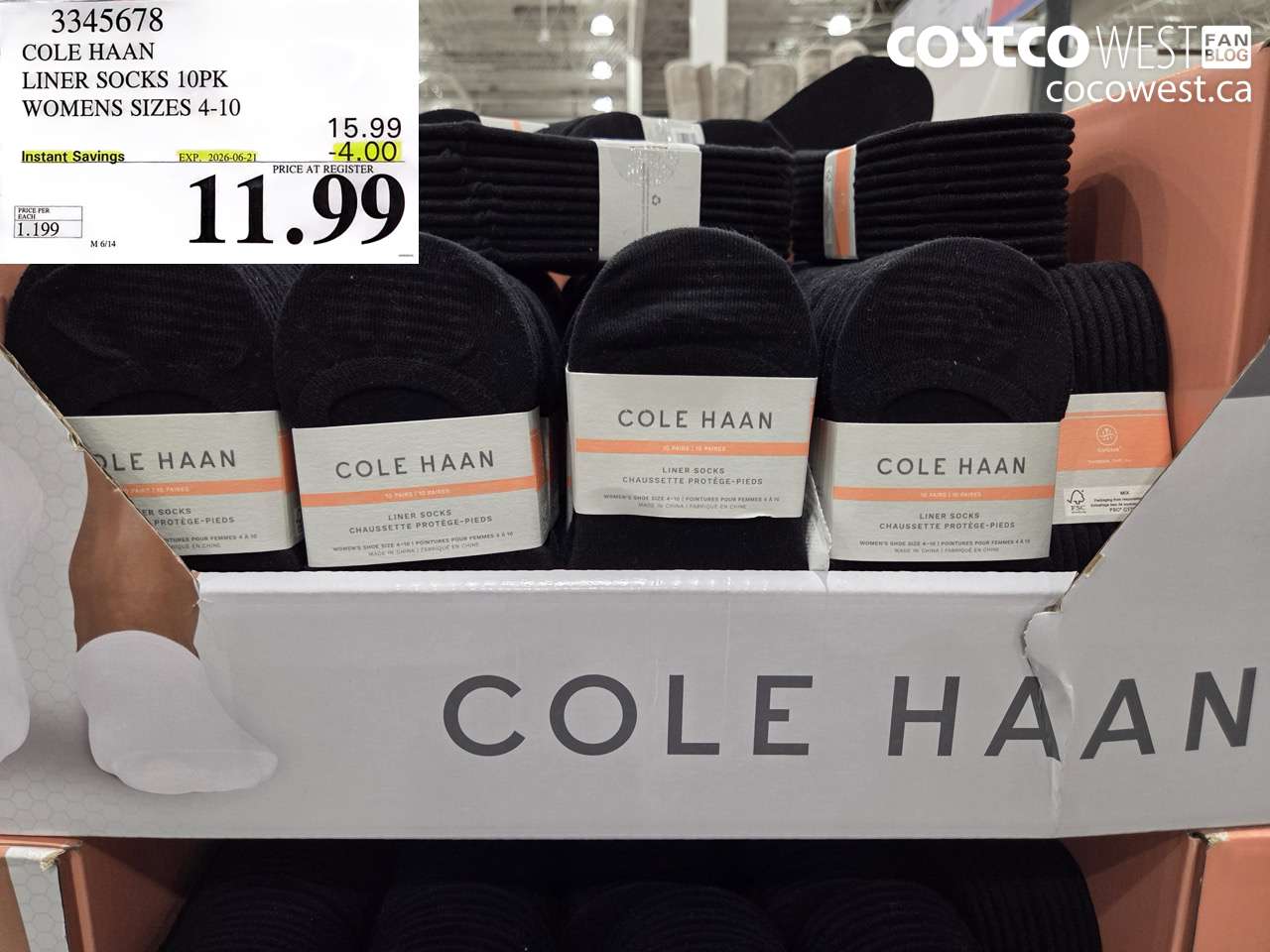 3345678 COLE HAAN LINER SOCKS 10PK WOMENS SIZES 4-10 ($4.00 INSTANT SAVINGS EXPIRES ON 2026-06-21) $11.99