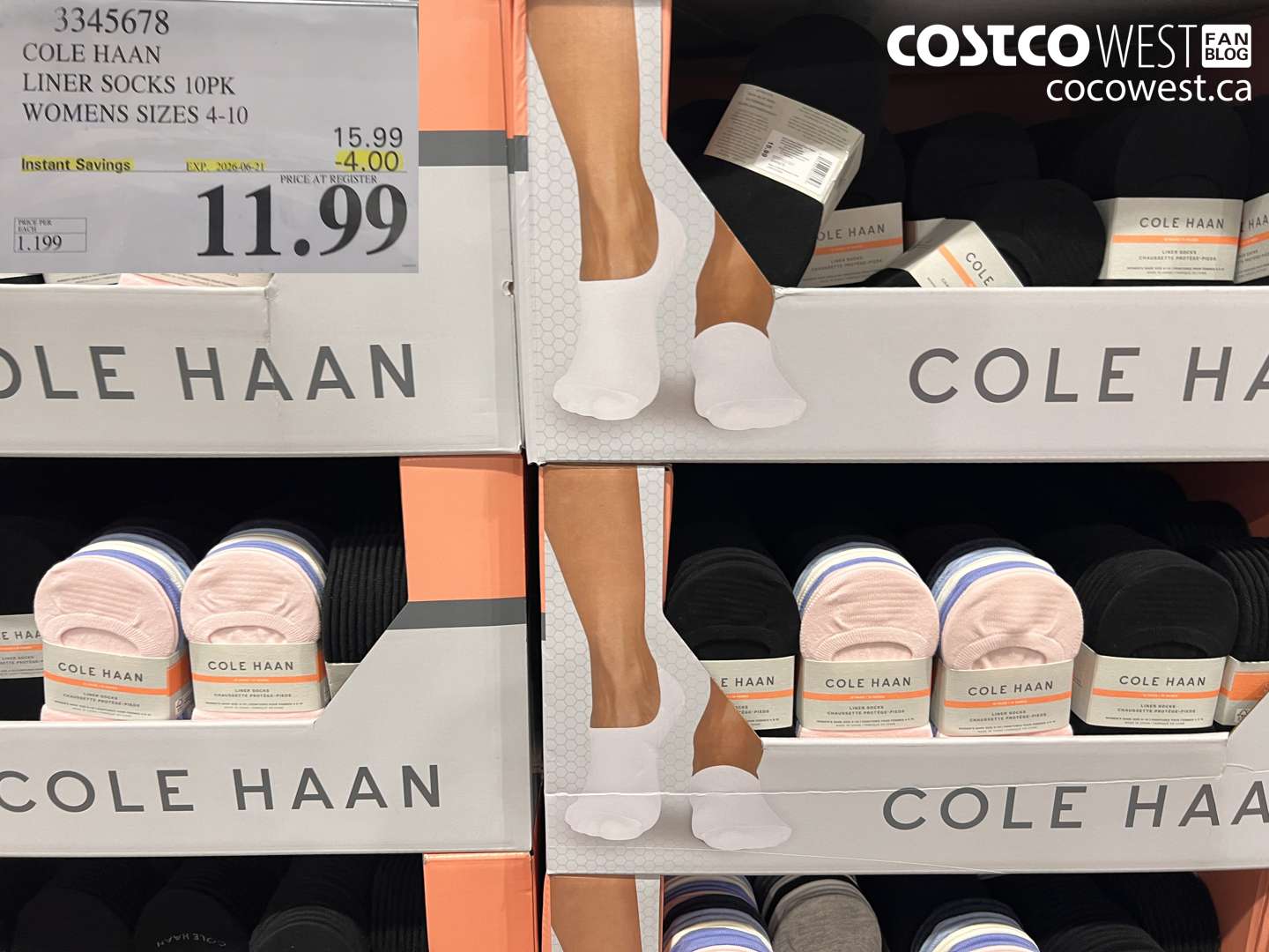 3345678 COLE HAAN LINER SOCKS 10PK WOMENS SIZES 4-10 ($4.00 INSTANT SAVINGS EXPIRES ON 2026-06-21) $11.99