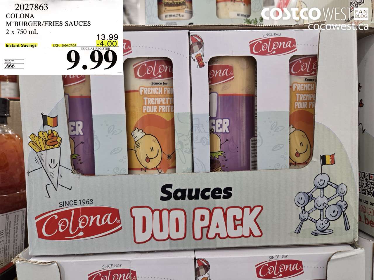 2027863 COLONA M'BURGER/FRIES SAUCES 2 X 750 ML ($4.00 INSTANT SAVINGS EXPIRES ON 2026-07-05) $9.99