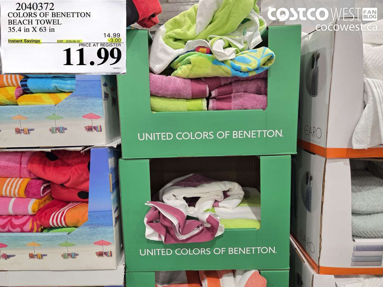 2040372 COLORS OF BENETTON BEACH TOWEL 35.4 IN X 63 IN ($3.00 INSTANT SAVINGS EXPIRES ON 2026-06-14) $11.99