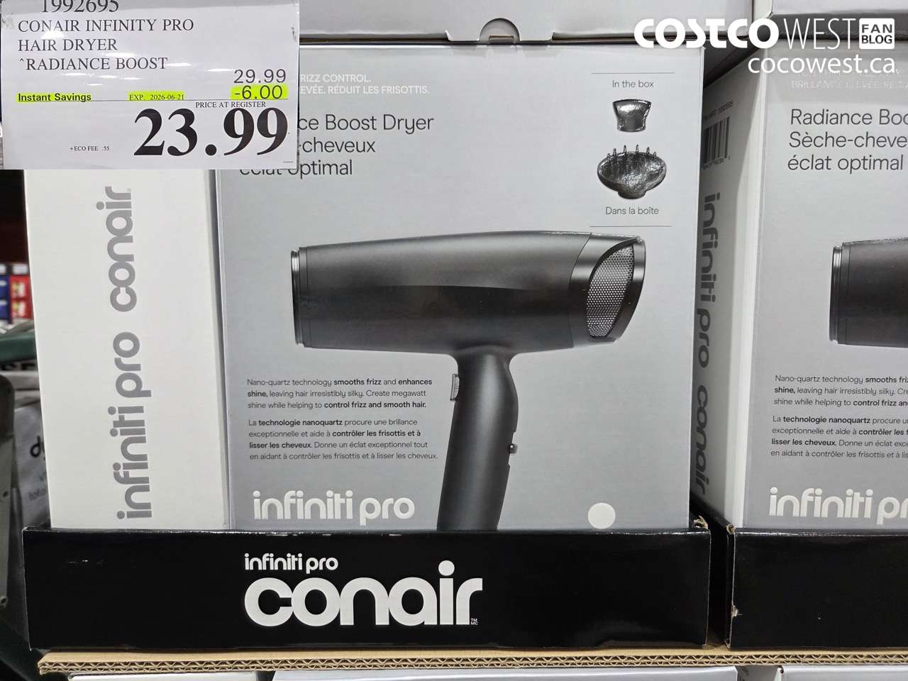 1992695 CONAIR INFINITY PRO HAIR DRYER RADIANCE BOOST ($6.00 INSTANT SAVINGS EXPIRES ON 2026-06-21) $23.99