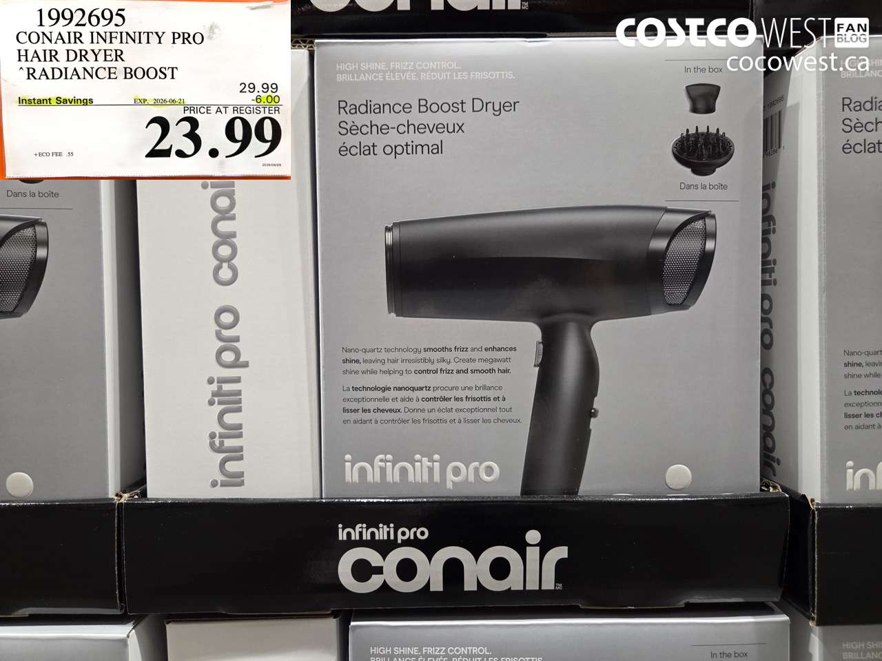 1992695 CONAIR INFINITY PRO HAIR DRYER RADIANCE BOOST ($6.00 INSTANT SAVINGS EXPIRES ON 2026-06-21) $23.99