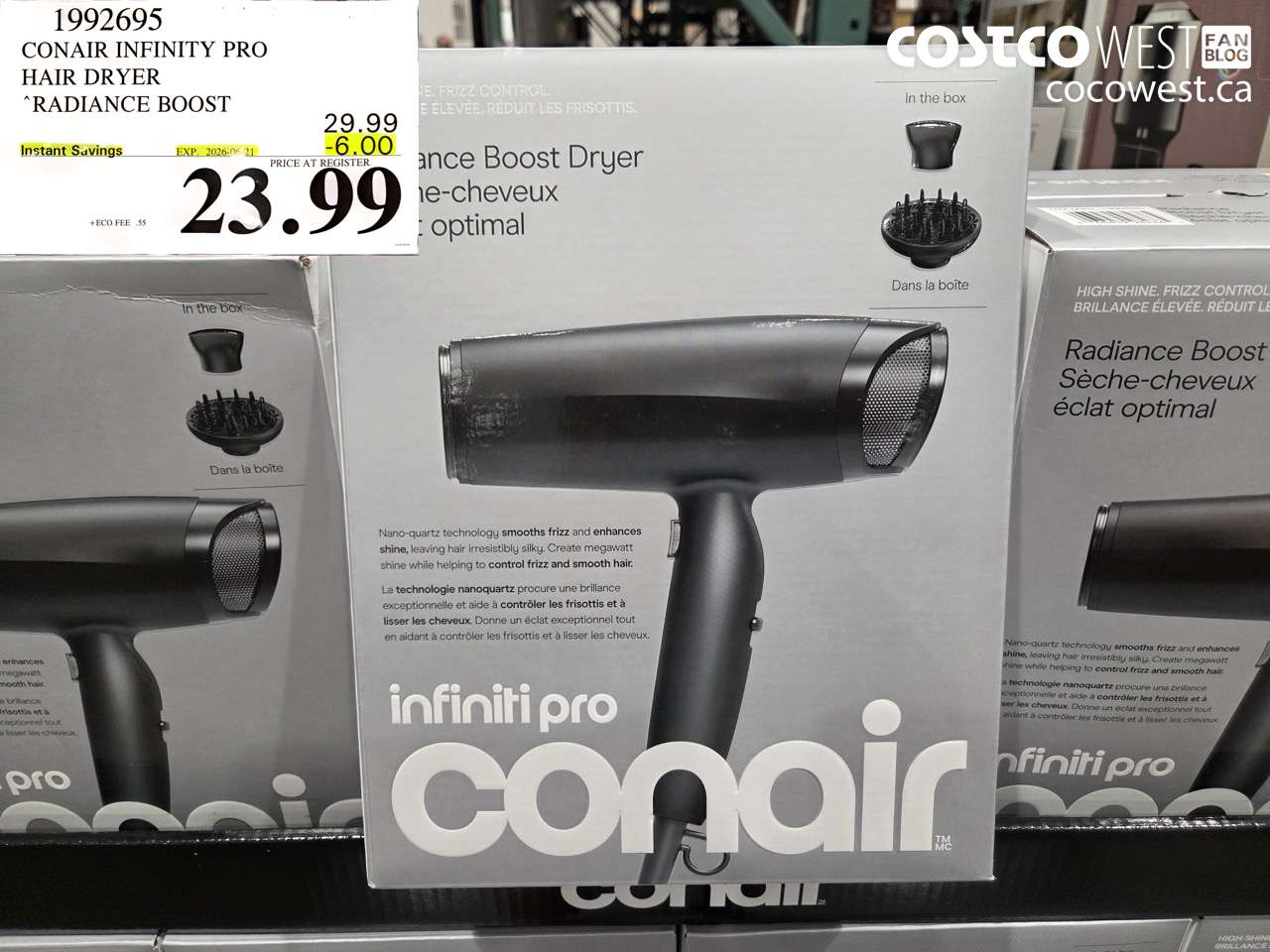 1992695 CONAIR INFINITY PRO HAIR DRYER RADIANCE BOOST ($6.00 INSTANT SAVINGS EXPIRES ON 2026-06-21) $23.99