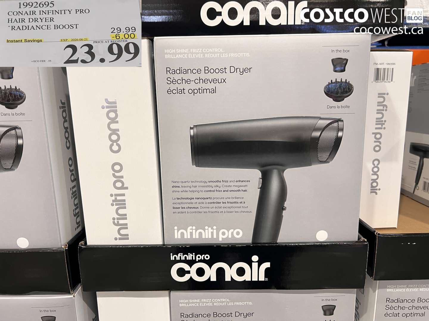 1992695 CONAIR INFINITY PRO HAIR DRYER RADIANCE BOOST ($6.00 INSTANT SAVINGS EXPIRES ON 2026-06-21) $23.99
