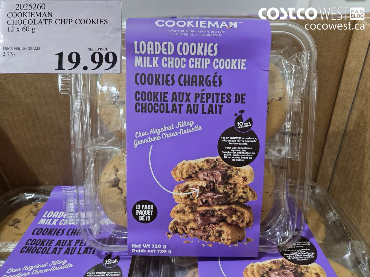 2025260 COOKIEMAN CHOCOLATE CHIP COOKIES 12 X 60 G $19.99