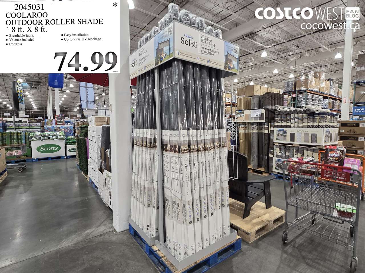 2045031 COOLAROO OUTDOOR ROLLER SHADE 8 FT X 8 FT $74.99